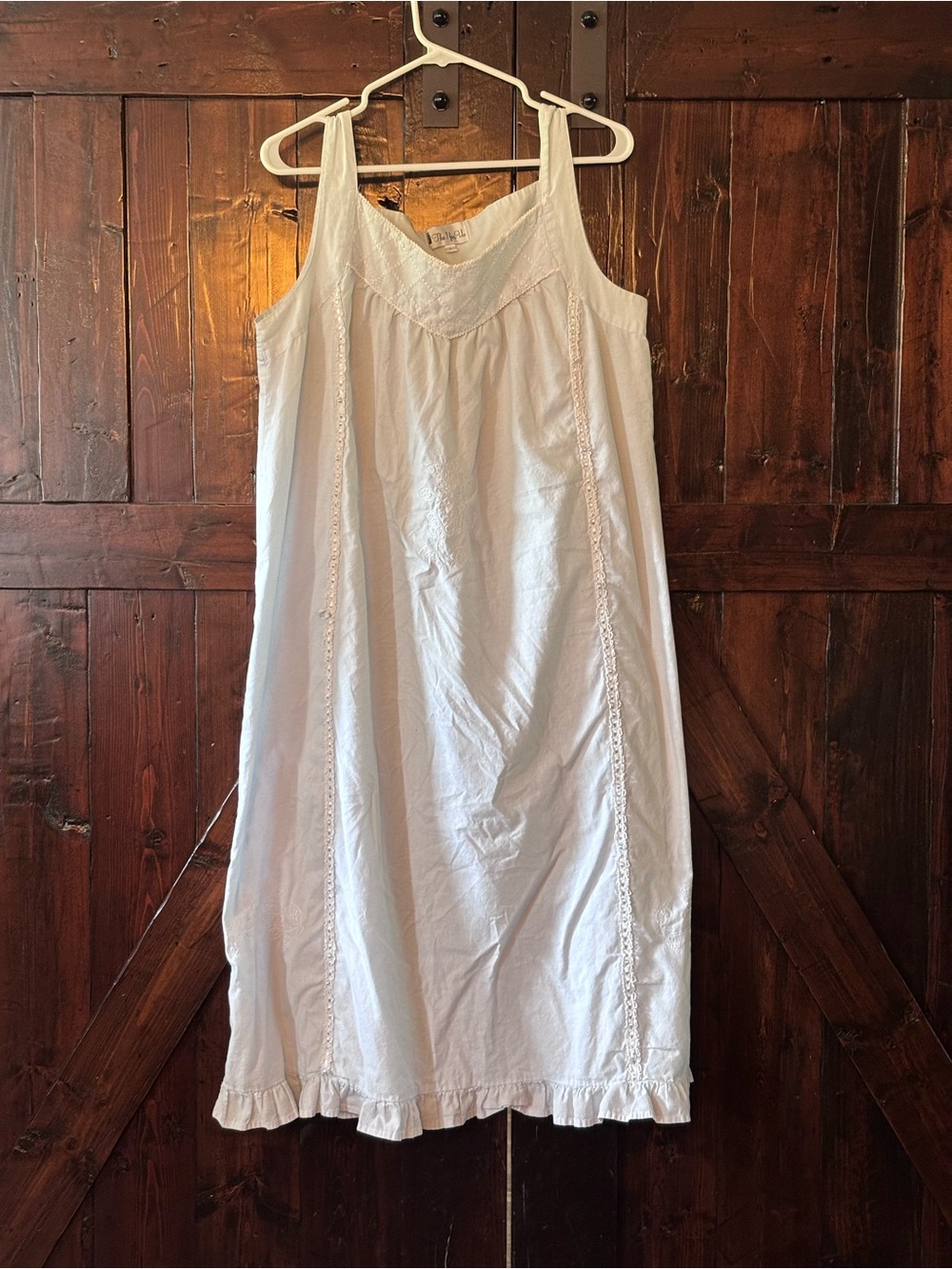 Classic White Cotton Sleep Slip with Lace Trim